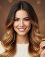 Włosy dziecięce 4.0-8.0 falowane ciemny brąz z złoty blond - obrazek 2